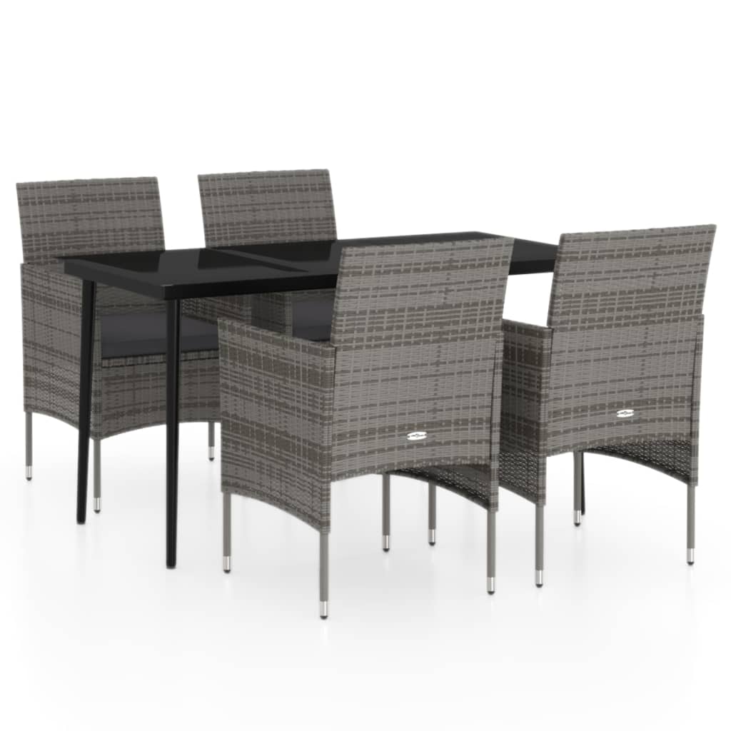 5-delige Tuinset met kussens grijs en zwart is nu te koop bij PeponiXL, paradijselijk wonen!