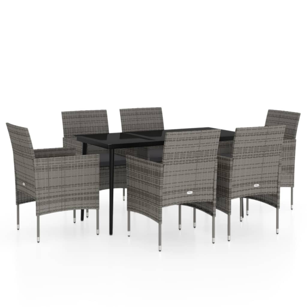 7-delige Tuinset met kussens grijs en zwart is nu te koop bij PeponiXL, paradijselijk wonen!