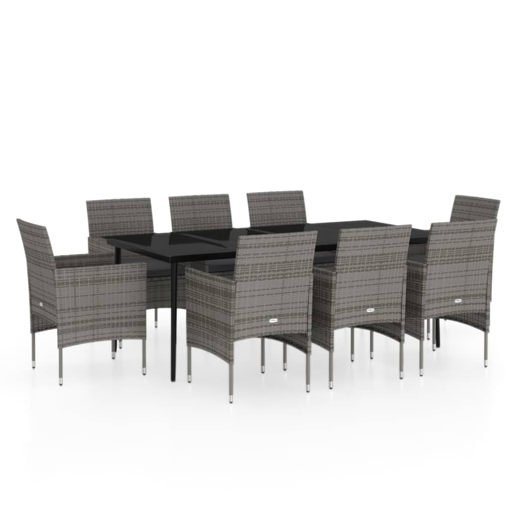 9-delige Tuinset met kussens grijs en zwart is nu te koop bij PeponiXL, paradijselijk wonen!