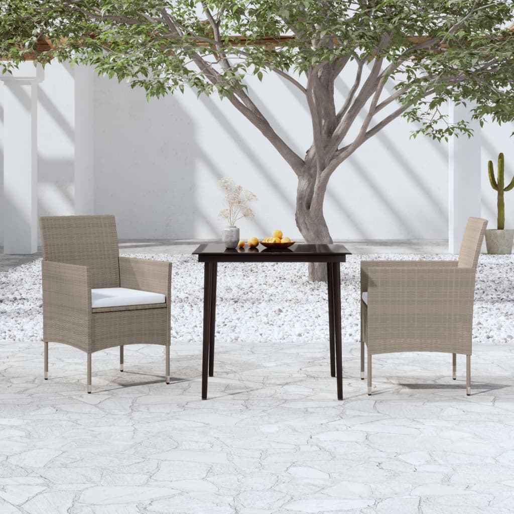 3-delige Tuinset met kussens beige en zwart is nu te koop bij PeponiXL, paradijselijk wonen!