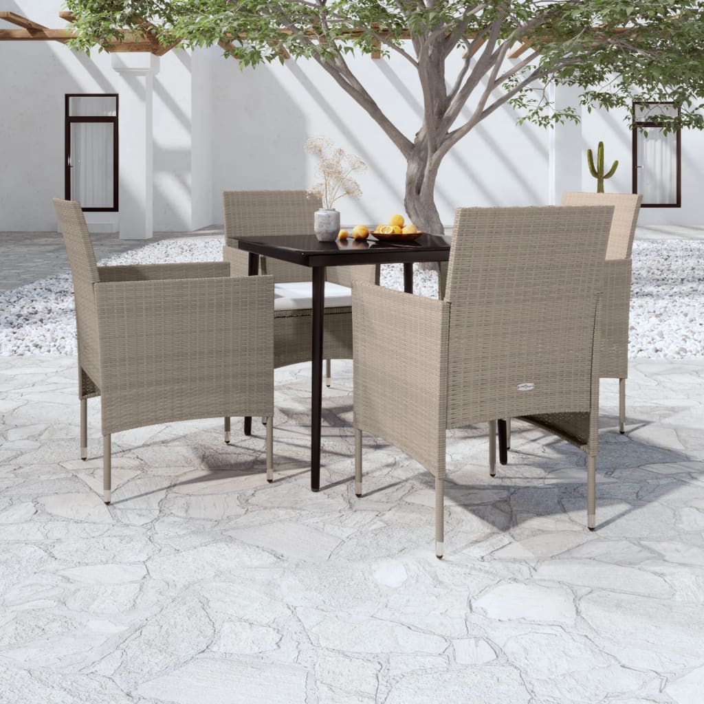 5-delige Tuinset met kussens beige en zwart is nu te koop bij PeponiXL, paradijselijk wonen!