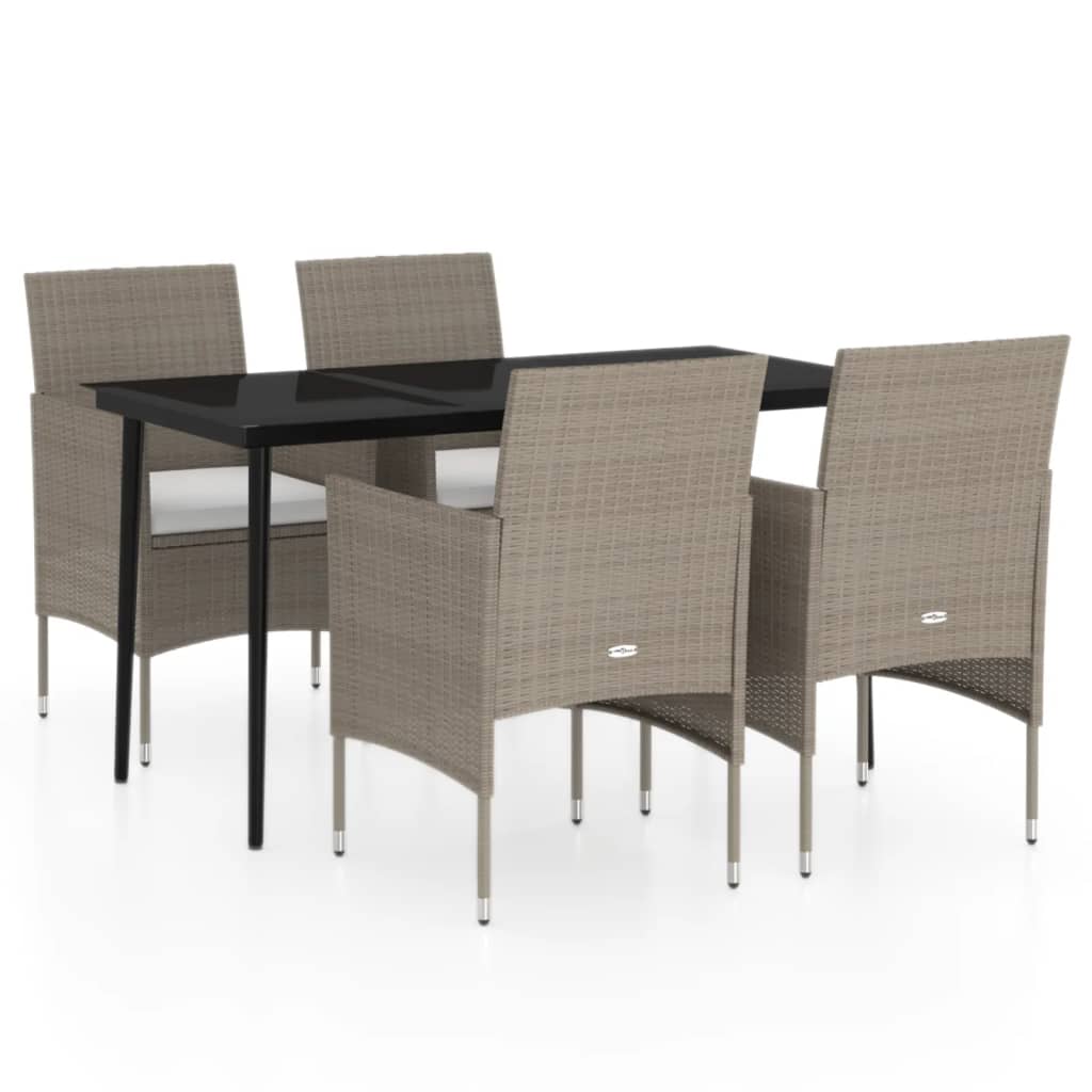 5-delige Tuinset met kussens beige en zwart is nu te koop bij PeponiXL, paradijselijk wonen!