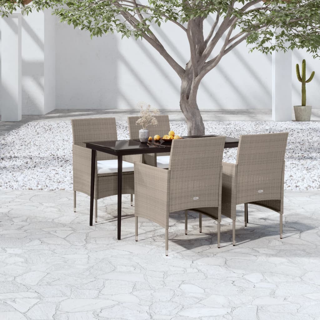 5-delige Tuinset met kussens beige en zwart is nu te koop bij PeponiXL, paradijselijk wonen!