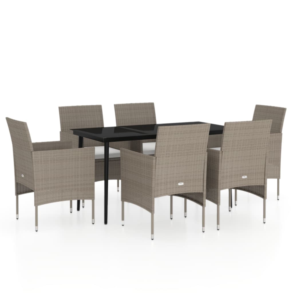 7-delige Tuinset met kussens beige en zwart is nu te koop bij PeponiXL, paradijselijk wonen!