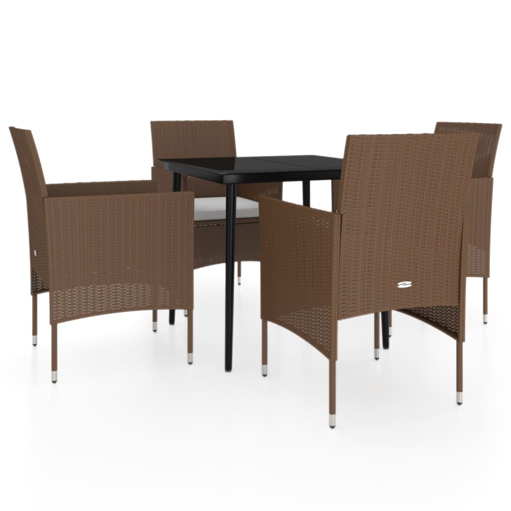 5-delige Tuinset met kussens bruin en zwart is nu te koop bij PeponiXL, paradijselijk wonen!