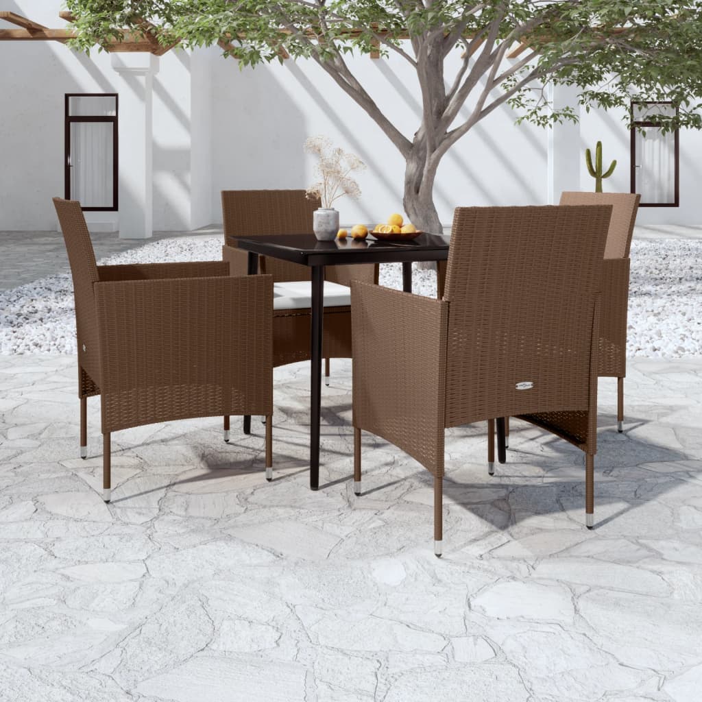 5-delige Tuinset met kussens bruin en zwart is nu te koop bij PeponiXL, paradijselijk wonen!