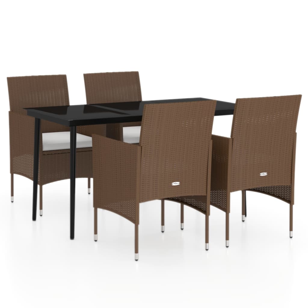 5-delige Tuinset met kussens bruin en zwart is nu te koop bij PeponiXL, paradijselijk wonen!