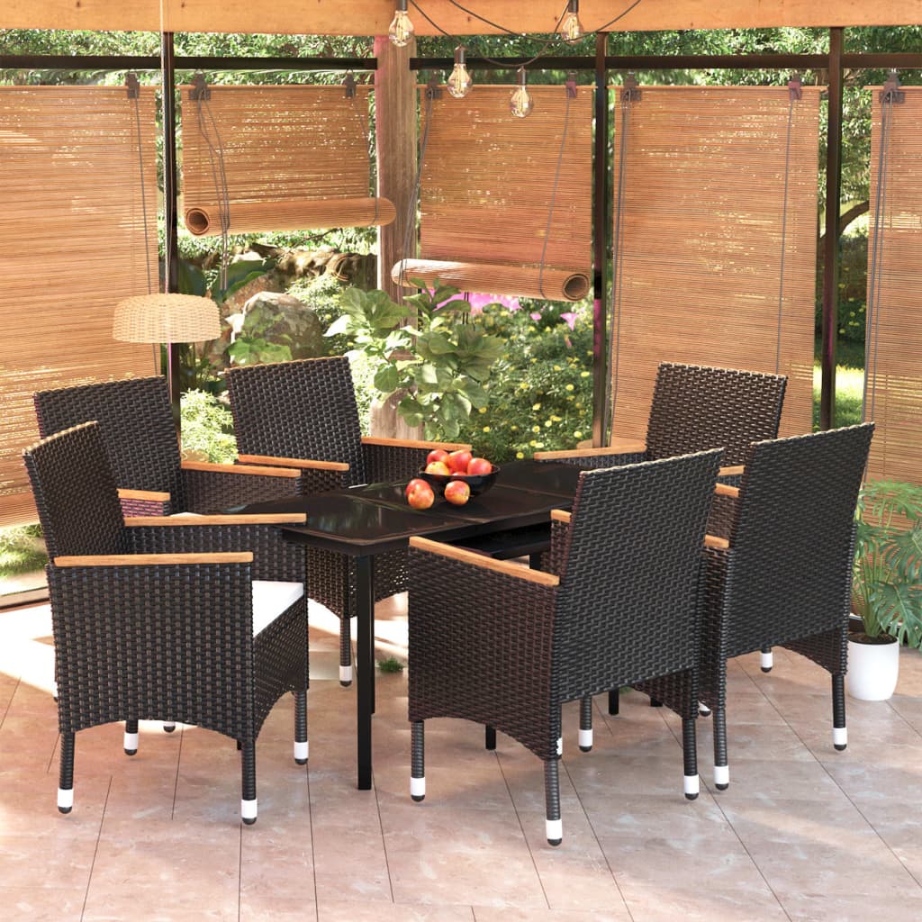7-delige Tuinset met kussens zwart is nu te koop bij PeponiXL, paradijselijk wonen!