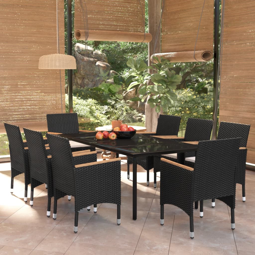 9-delige Tuinset met kussens zwart is nu te koop bij PeponiXL, paradijselijk wonen!
