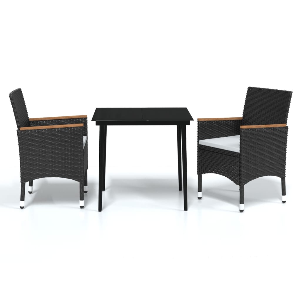 3-delige Tuinset met kussens zwart is nu te koop bij PeponiXL, paradijselijk wonen!