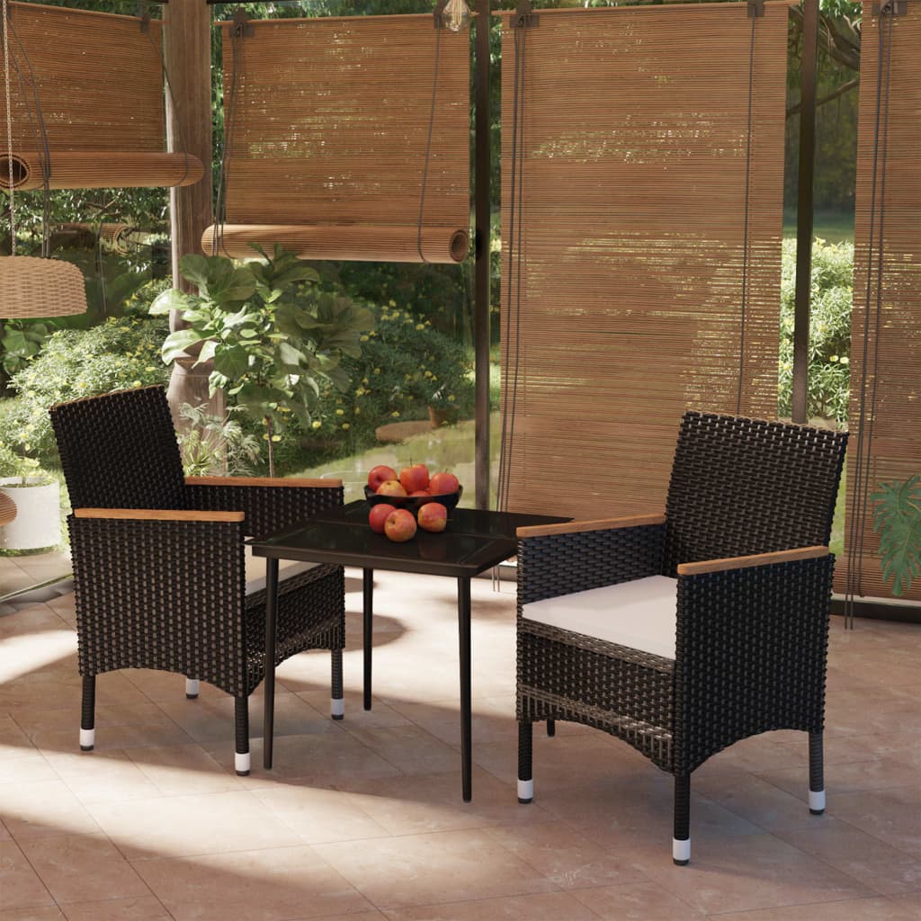 3-delige Tuinset met kussens zwart is nu te koop bij PeponiXL, paradijselijk wonen!