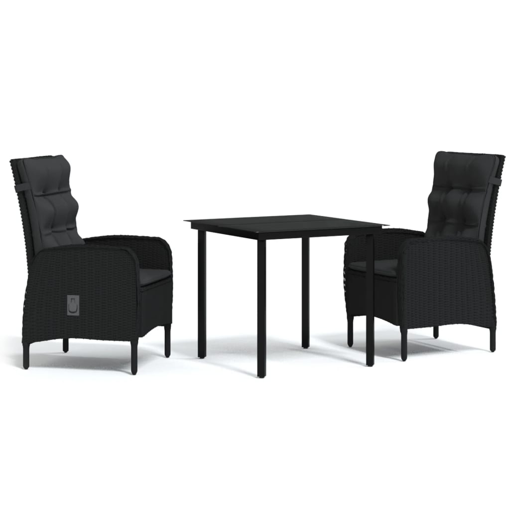 3-delige Tuinset met kussens zwart is nu te koop bij PeponiXL, paradijselijk wonen!