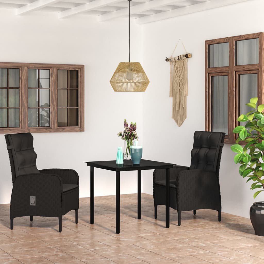 3-delige Tuinset met kussens zwart is nu te koop bij PeponiXL, paradijselijk wonen!