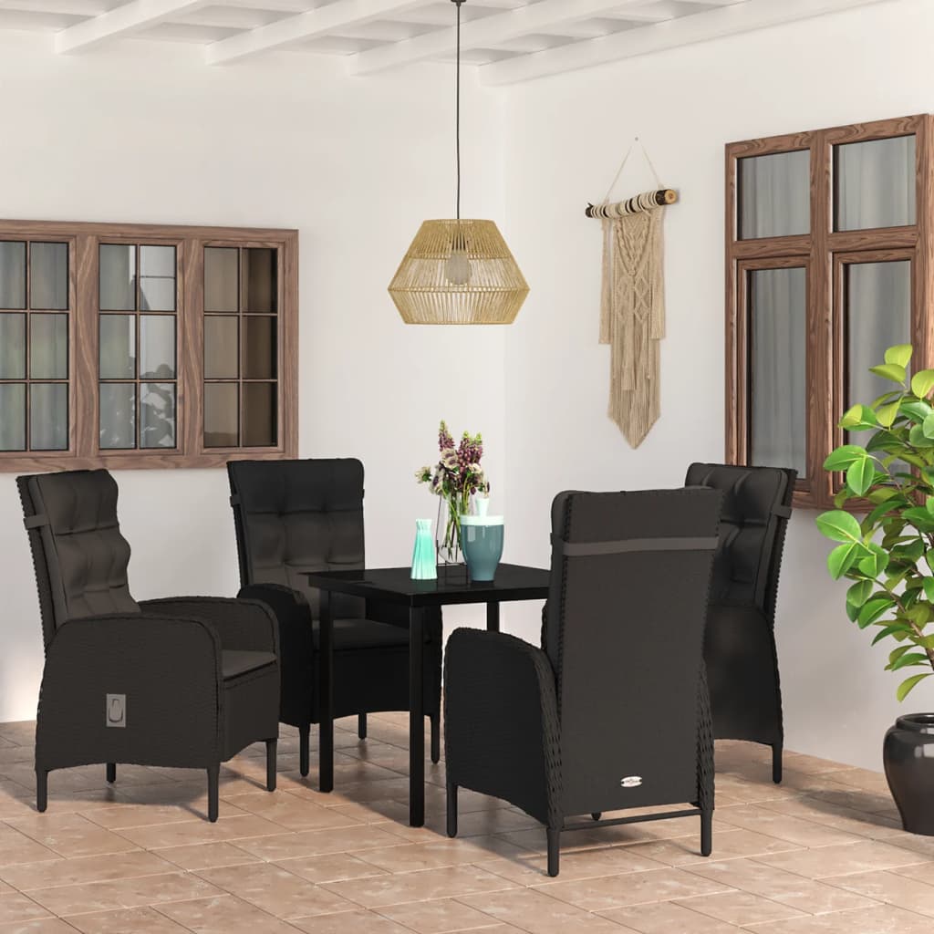 5-delige Tuinset met kussens zwart is nu te koop bij PeponiXL, paradijselijk wonen!
