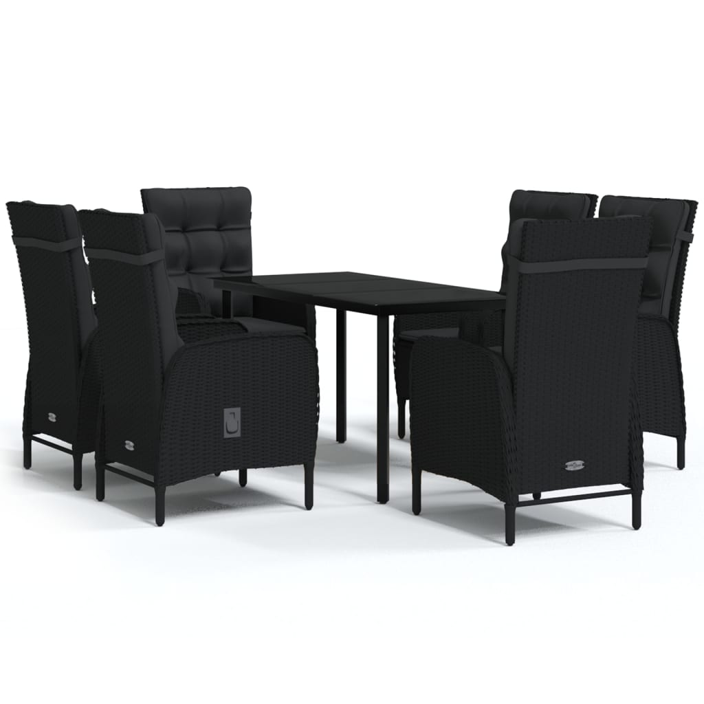 7-delige Tuinset met kussens zwart is nu te koop bij PeponiXL, paradijselijk wonen!