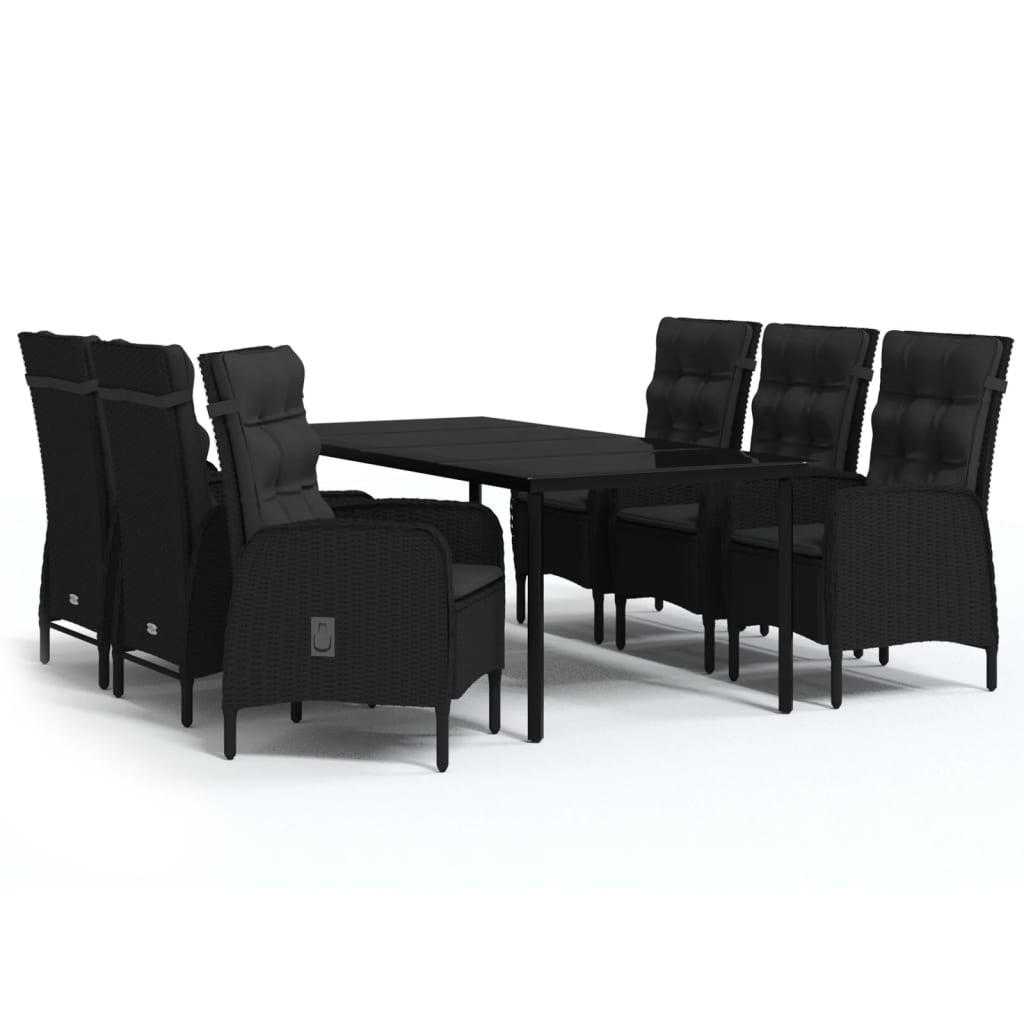 7-delige Tuinset met kussens zwart is nu te koop bij PeponiXL, paradijselijk wonen!