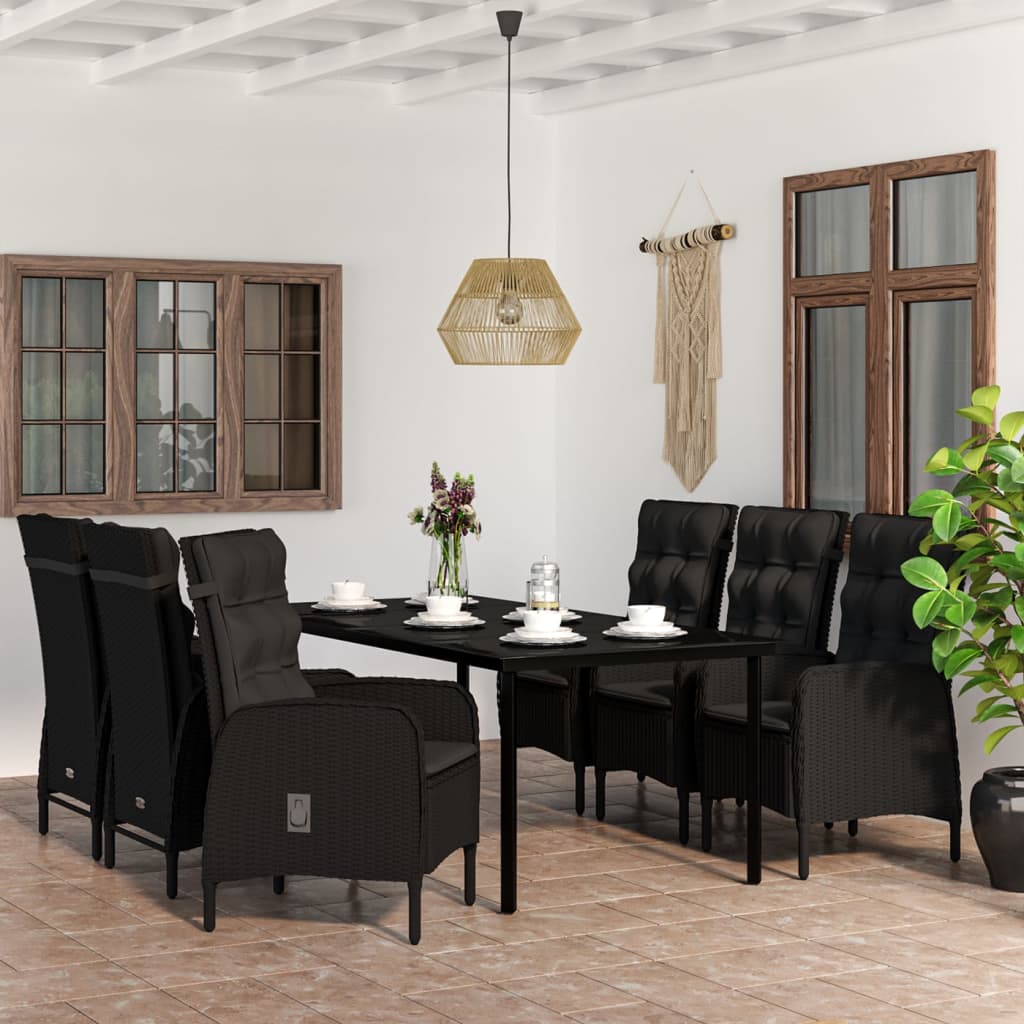 7-delige Tuinset met kussens zwart is nu te koop bij PeponiXL, paradijselijk wonen!