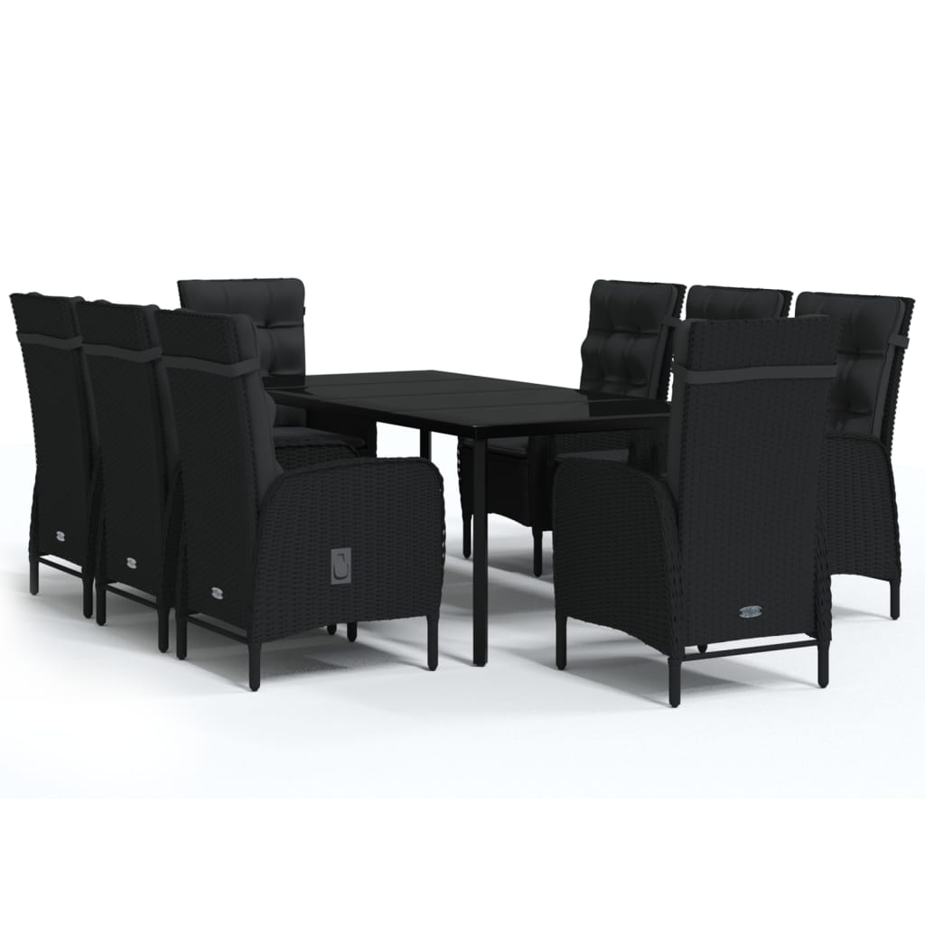 9-delige Tuinset met kussens zwart is nu te koop bij PeponiXL, paradijselijk wonen!