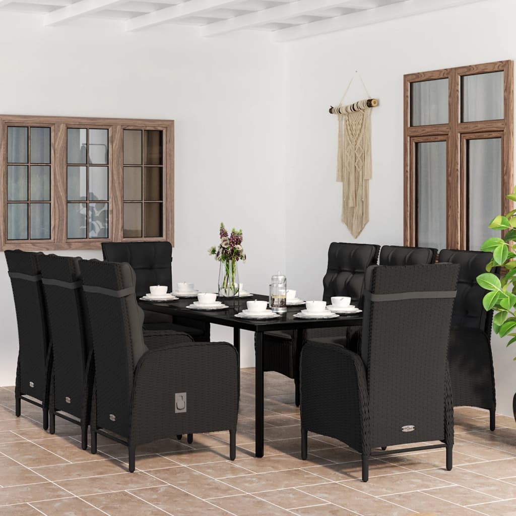 9-delige Tuinset met kussens zwart is nu te koop bij PeponiXL, paradijselijk wonen!