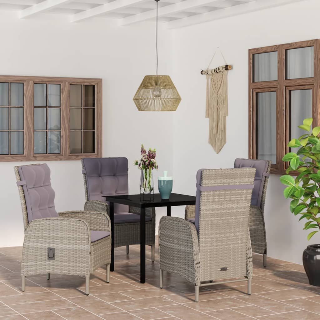 5-delige Tuinset met kussens grijs en zwart is nu te koop bij PeponiXL, paradijselijk wonen!