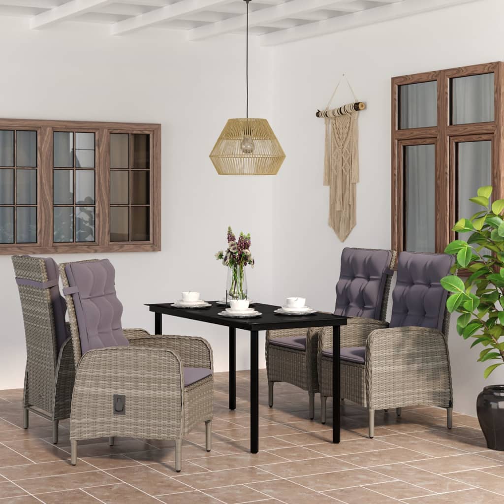 5-delige Tuinset met kussens grijs en zwart is nu te koop bij PeponiXL, paradijselijk wonen!