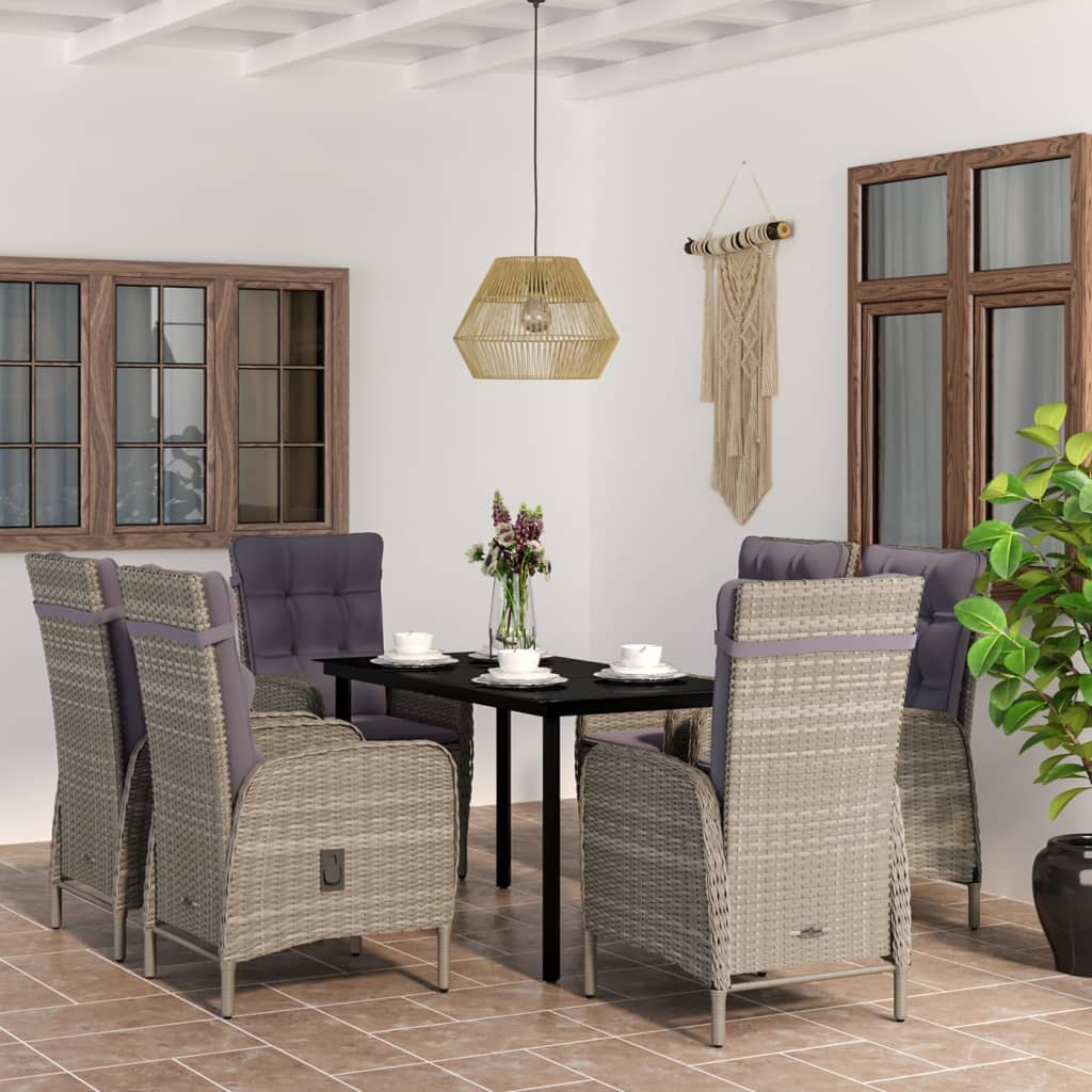 7-delige Tuinset met kussens grijs en zwart is nu te koop bij PeponiXL, paradijselijk wonen!