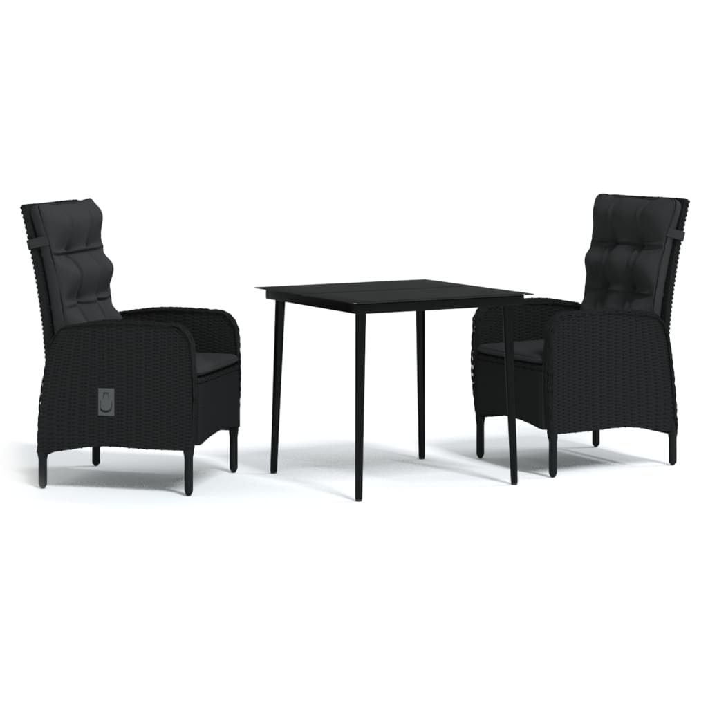 3-delige Tuinset met kussens zwart is nu te koop bij PeponiXL, paradijselijk wonen!