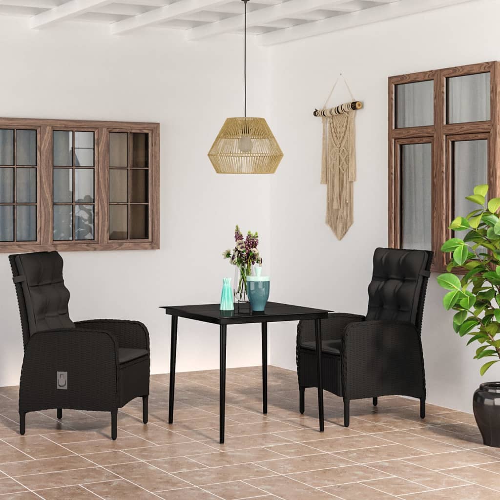 3-delige Tuinset met kussens zwart is nu te koop bij PeponiXL, paradijselijk wonen!