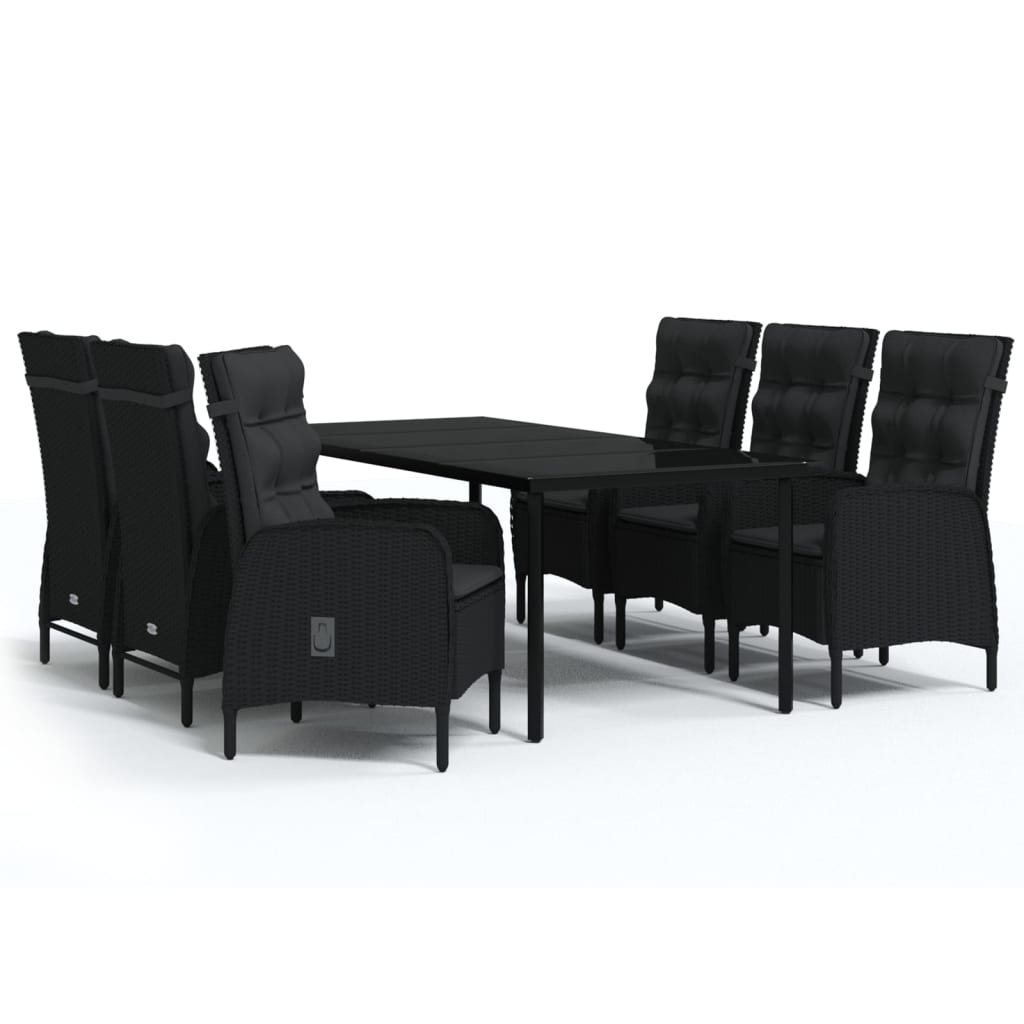 7-delige Tuinset met kussens zwart is nu te koop bij PeponiXL, paradijselijk wonen!