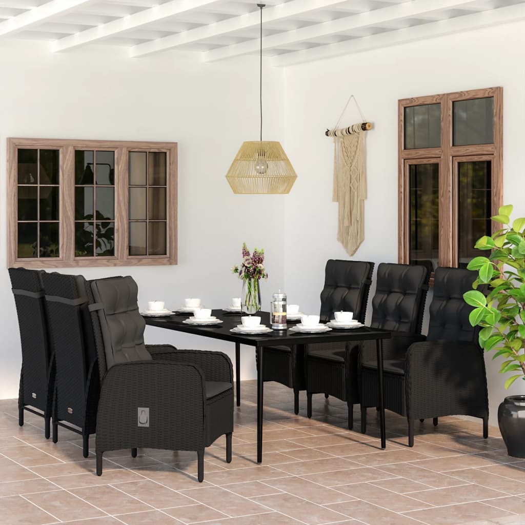 7-delige Tuinset met kussens zwart is nu te koop bij PeponiXL, paradijselijk wonen!