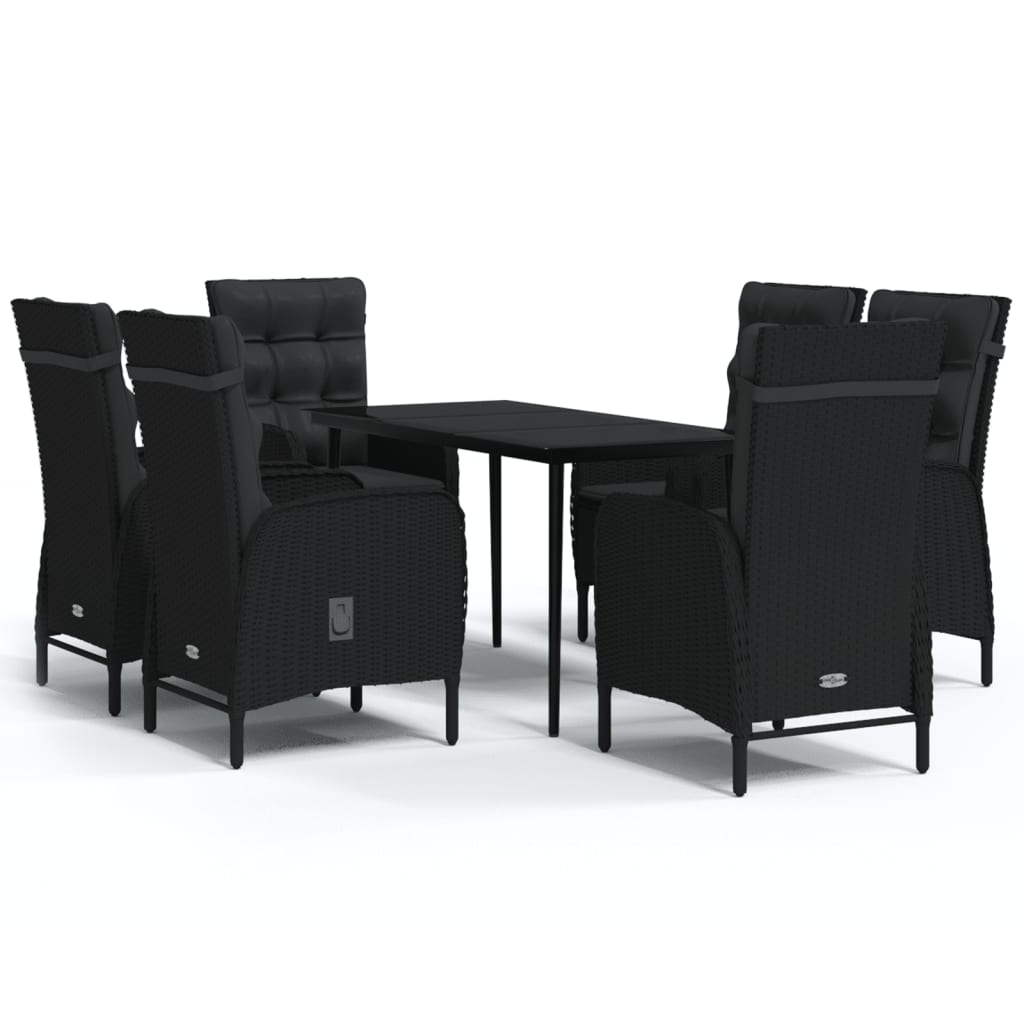 7-delige Tuinset met kussens zwart is nu te koop bij PeponiXL, paradijselijk wonen!