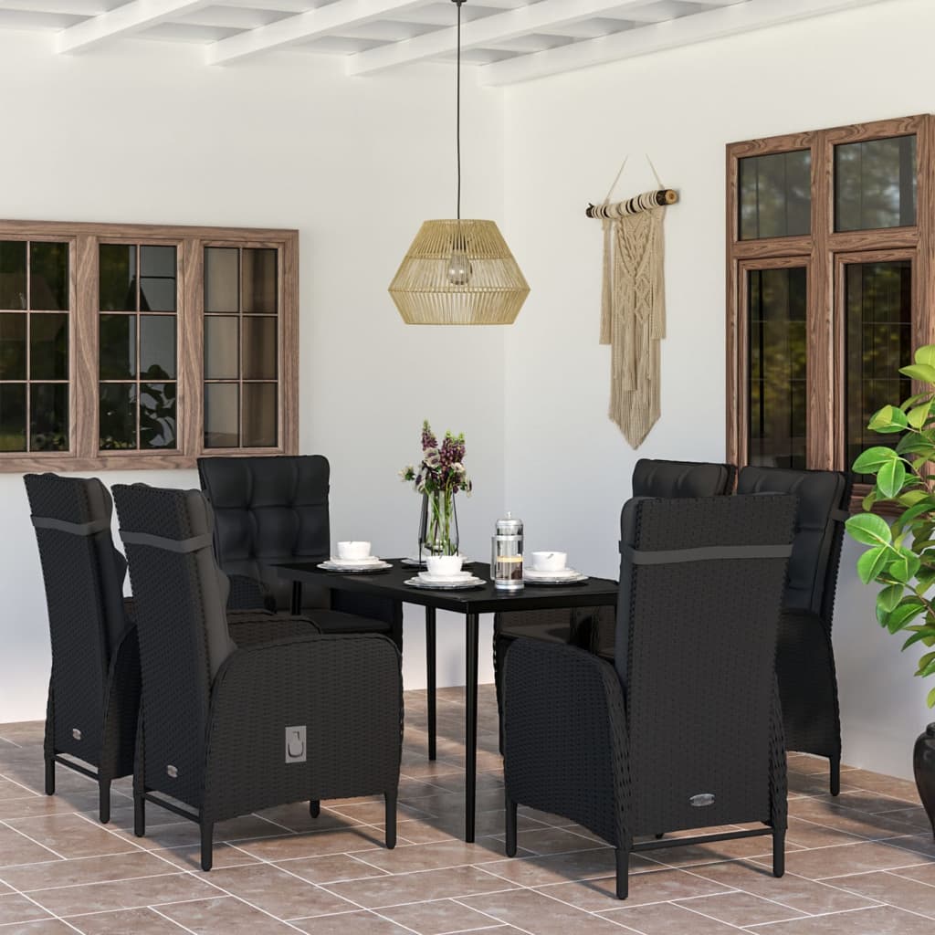 7-delige Tuinset met kussens zwart is nu te koop bij PeponiXL, paradijselijk wonen!