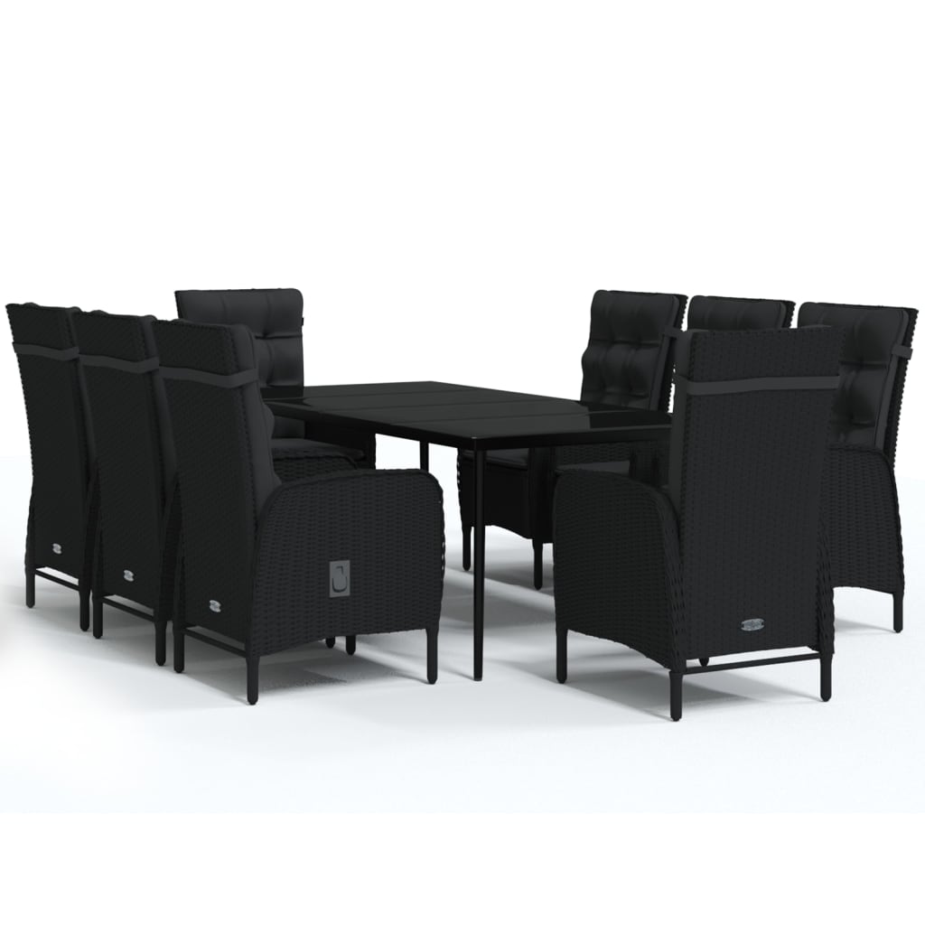 9-delige Tuinset met kussens zwart is nu te koop bij PeponiXL, paradijselijk wonen!