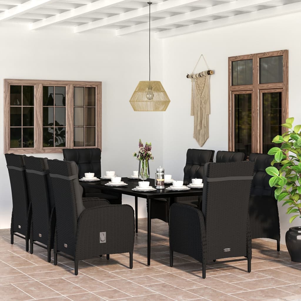 9-delige Tuinset met kussens zwart is nu te koop bij PeponiXL, paradijselijk wonen!