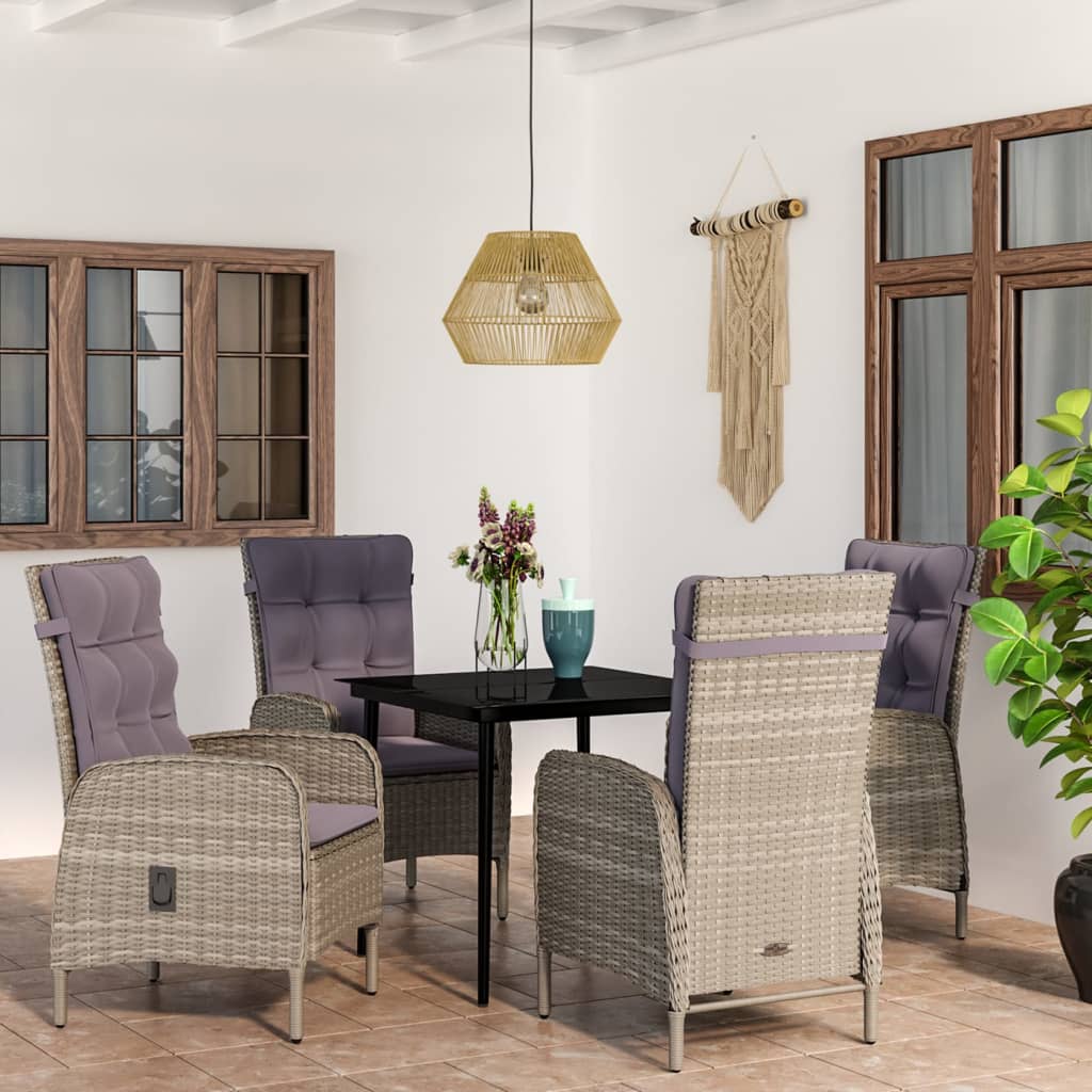 5-delige Tuinset met kussens grijs en zwart is nu te koop bij PeponiXL, paradijselijk wonen!