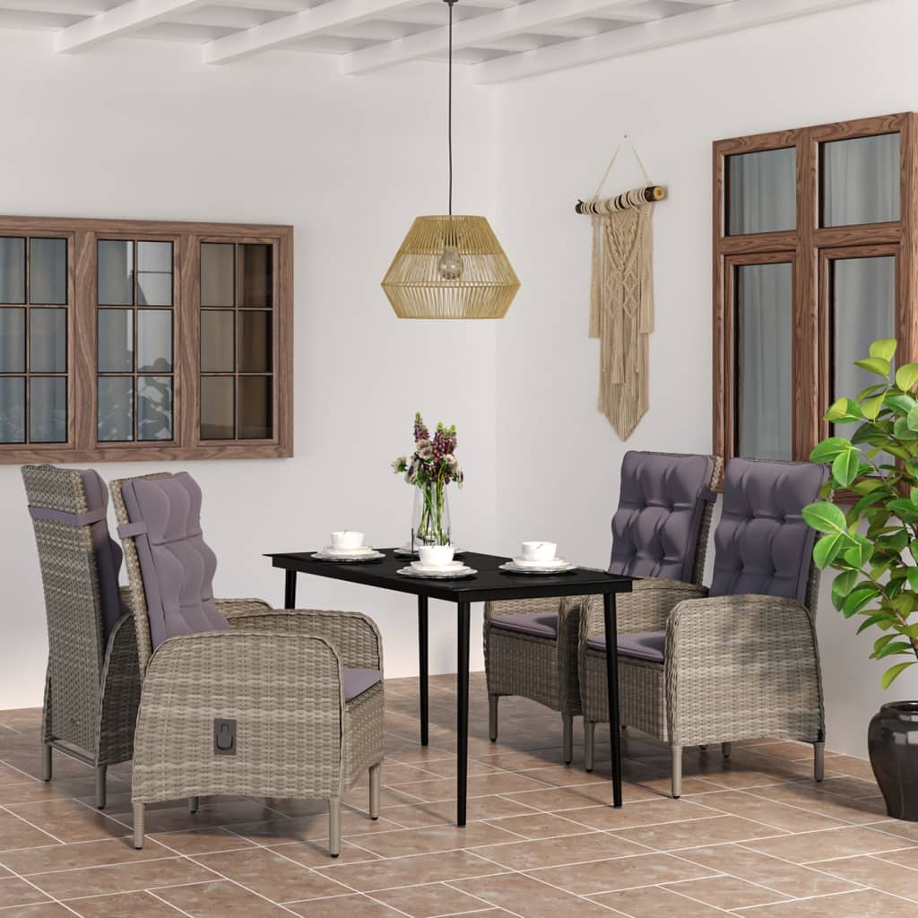 5-delige Tuinset met kussens grijs en zwart is nu te koop bij PeponiXL, paradijselijk wonen!