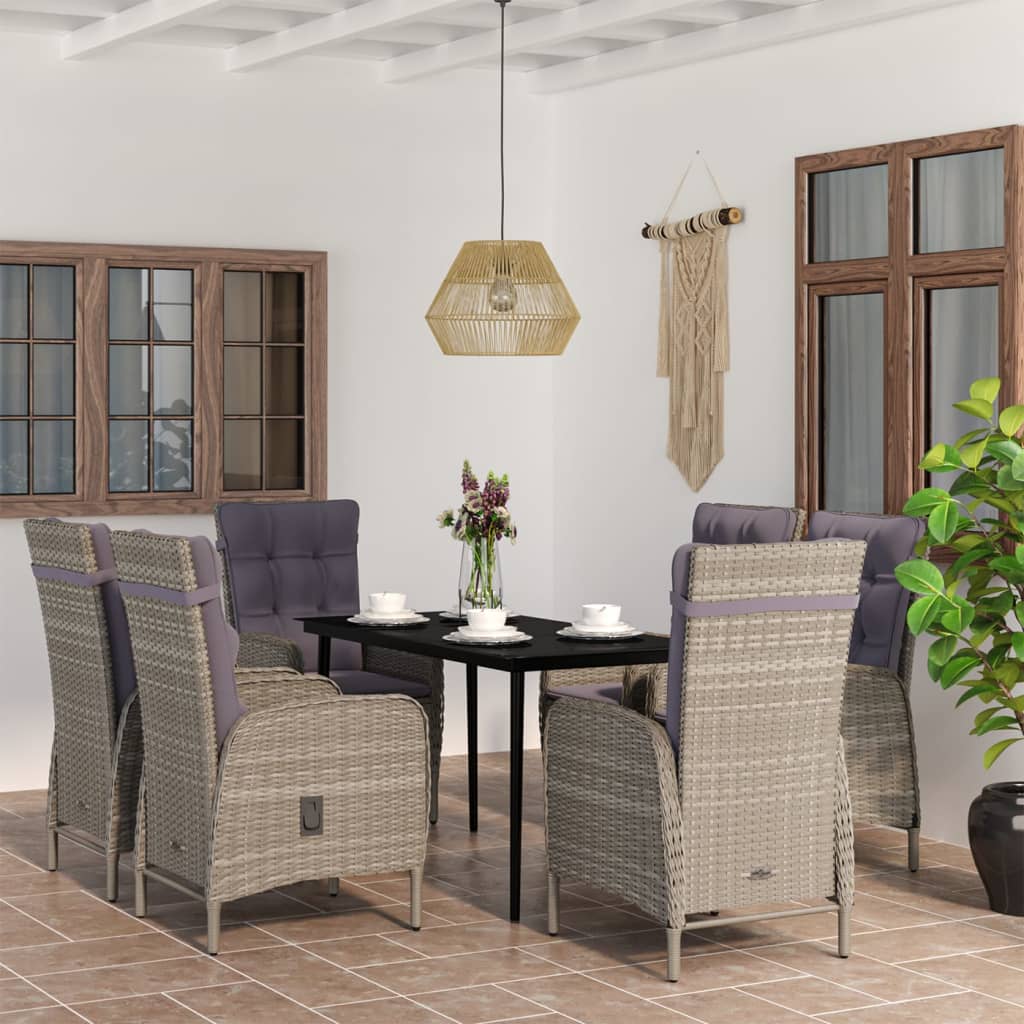 7-delige Tuinset met kussens grijs en zwart is nu te koop bij PeponiXL, paradijselijk wonen!