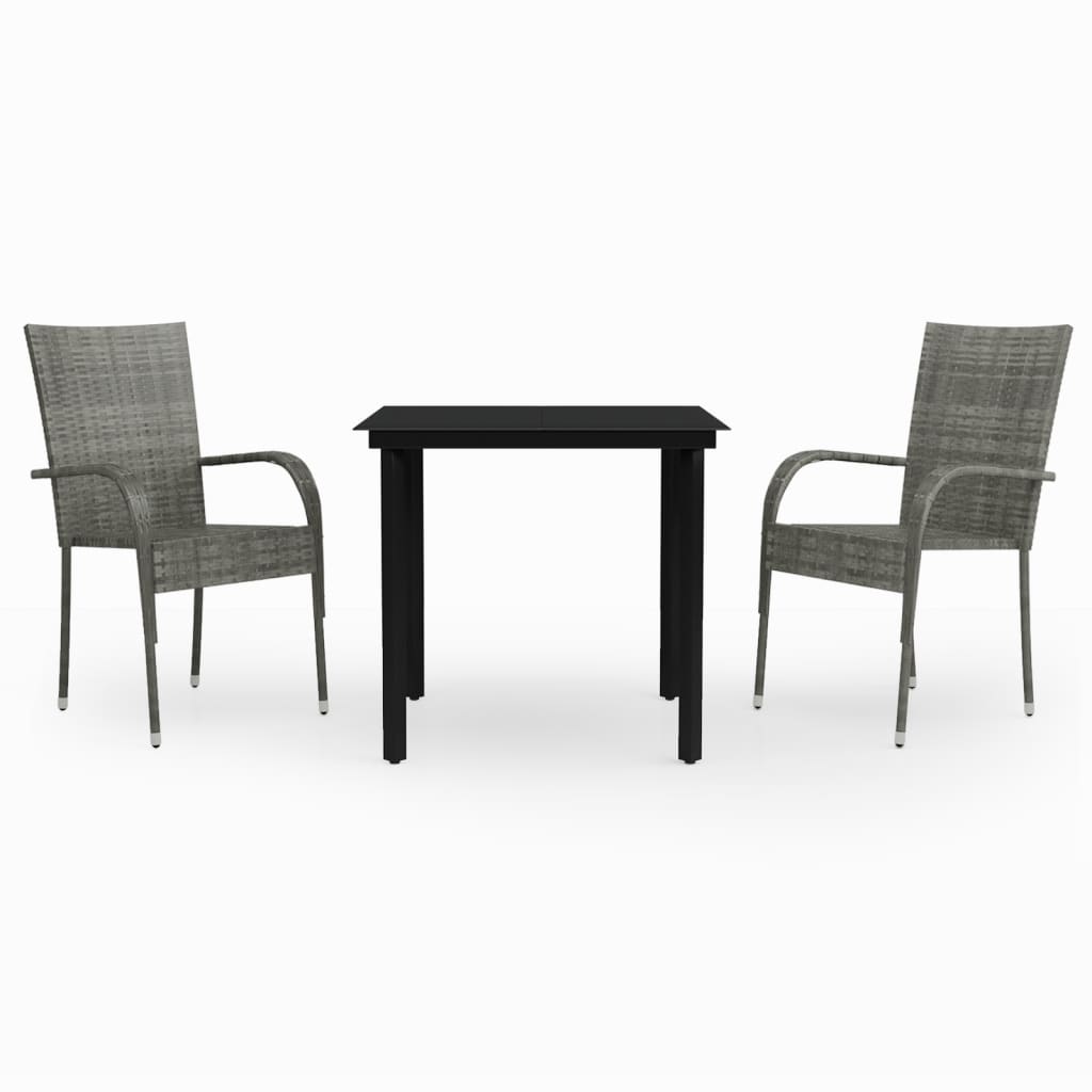3-delige Tuinset grijs en zwart is nu te koop bij PeponiXL, paradijselijk wonen!