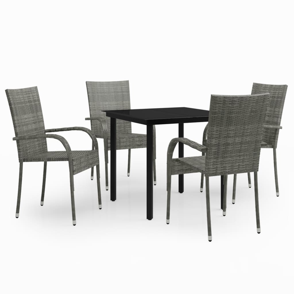 5-delige Tuinset grijs en zwart is nu te koop bij PeponiXL, paradijselijk wonen!