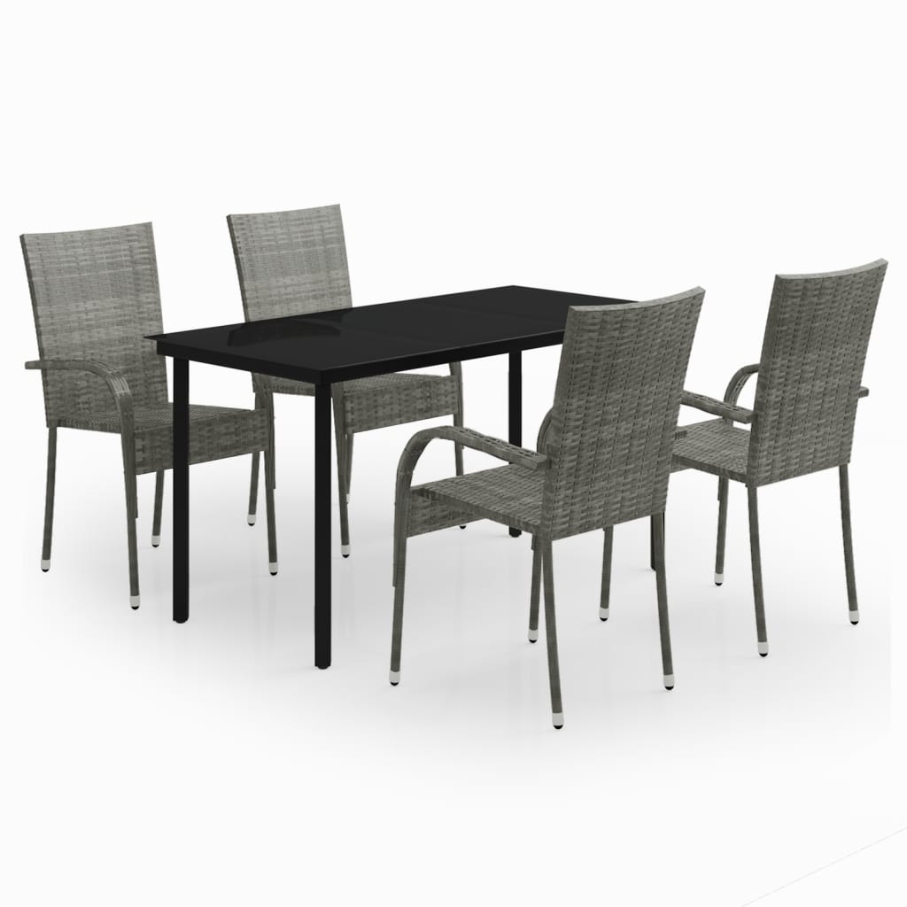 5-delige Tuinset grijs en zwart is nu te koop bij PeponiXL, paradijselijk wonen!