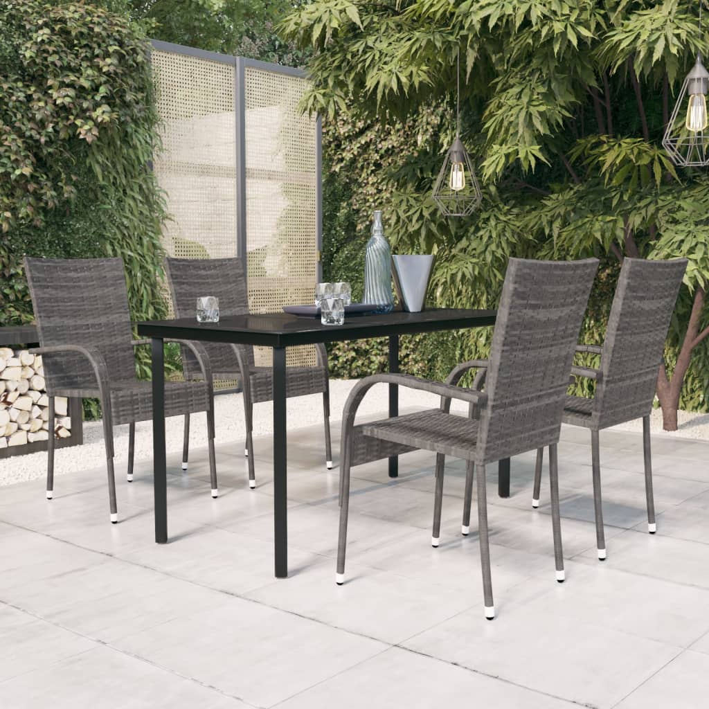 5-delige Tuinset grijs en zwart is nu te koop bij PeponiXL, paradijselijk wonen!