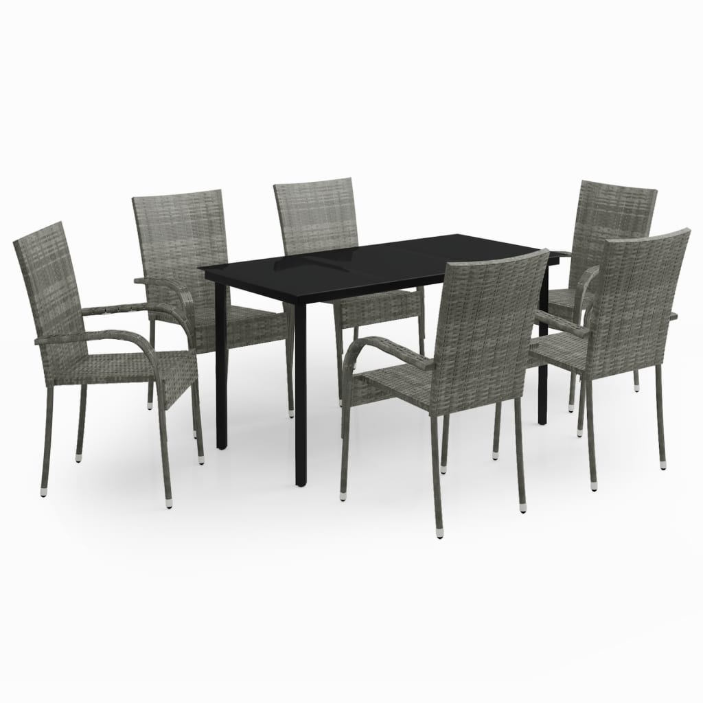 7-delige Tuinset grijs en zwart is nu te koop bij PeponiXL, paradijselijk wonen!
