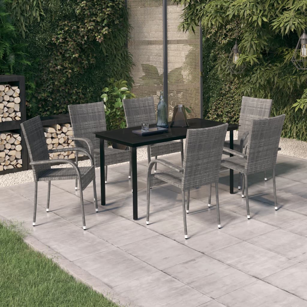 7-delige Tuinset grijs en zwart is nu te koop bij PeponiXL, paradijselijk wonen!
