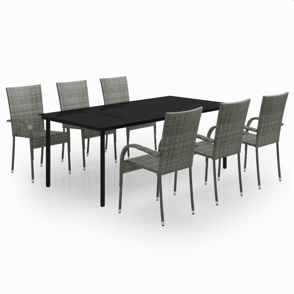 7-delige Tuinset grijs en zwart is nu te koop bij PeponiXL, paradijselijk wonen!
