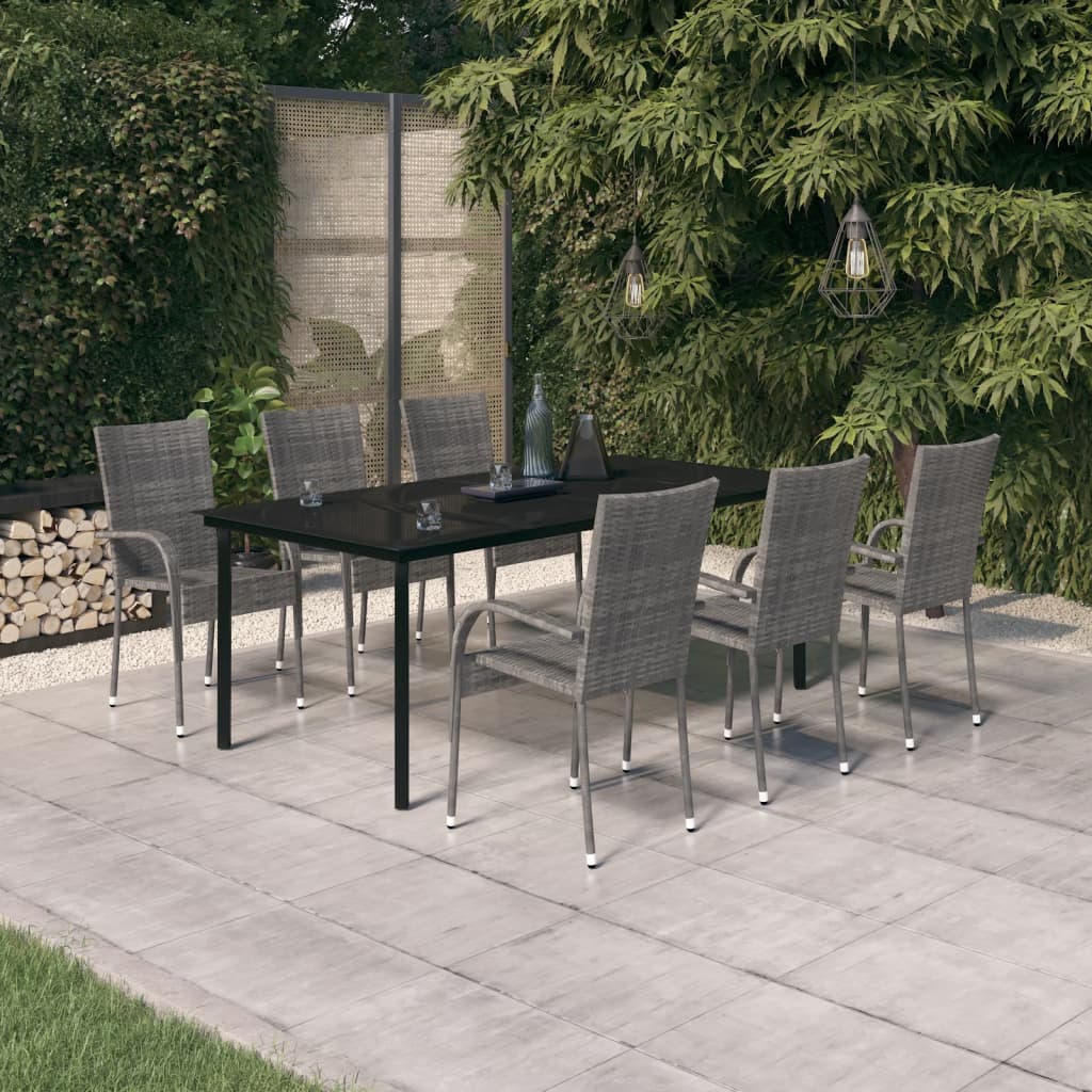 7-delige Tuinset grijs en zwart is nu te koop bij PeponiXL, paradijselijk wonen!