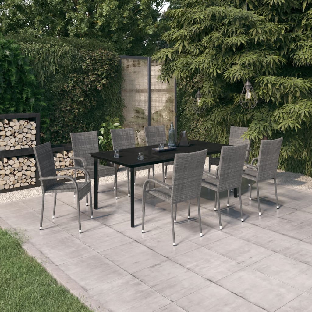 9-delige Tuinset grijs en zwart is nu te koop bij PeponiXL, paradijselijk wonen!