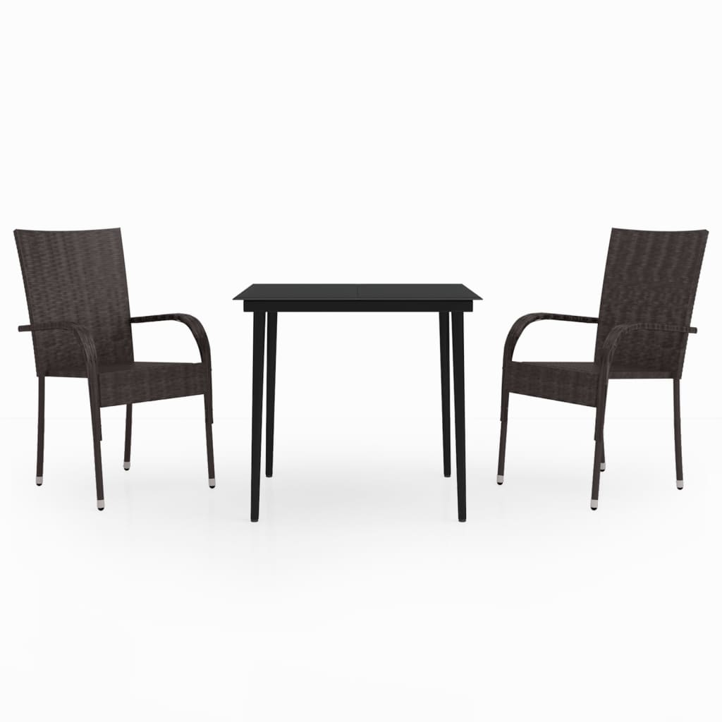 3-delige Tuinset bruin en zwart is nu te koop bij PeponiXL, paradijselijk wonen!