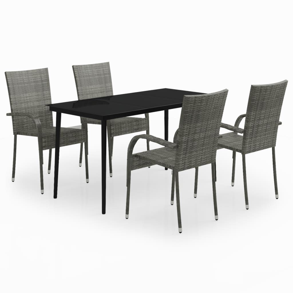 5-delige Tuinset grijs en zwart is nu te koop bij PeponiXL, paradijselijk wonen!