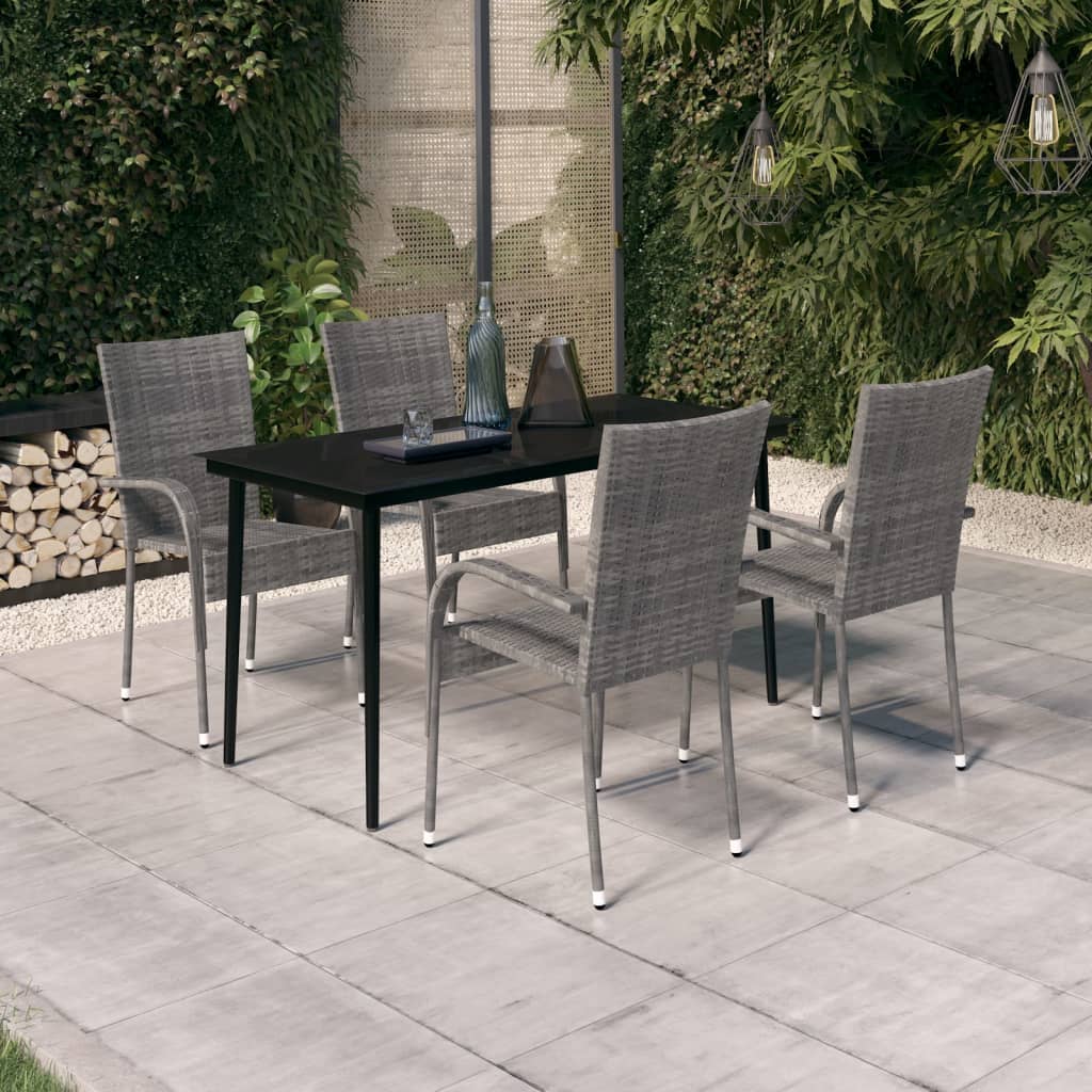 5-delige Tuinset grijs en zwart is nu te koop bij PeponiXL, paradijselijk wonen!