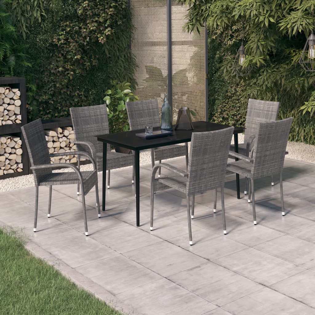7-delige Tuinset grijs en zwart is nu te koop bij PeponiXL, paradijselijk wonen!